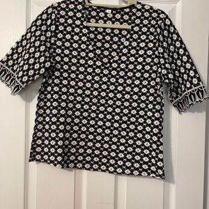 Black & Cream Embroidered Top